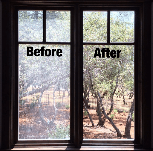 Window cleaning before and after